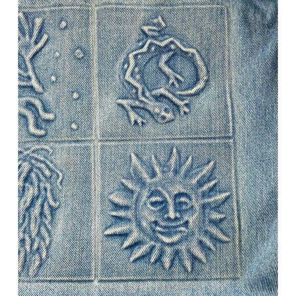 Vintage Blue Jean Embossed Denim Messenger Shoulder Bag Kokopelli Lizard Native - Picture 14 of 15